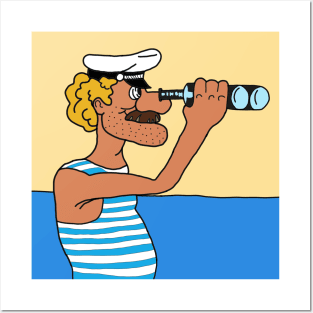 Sailor looking through binoculars Posters and Art